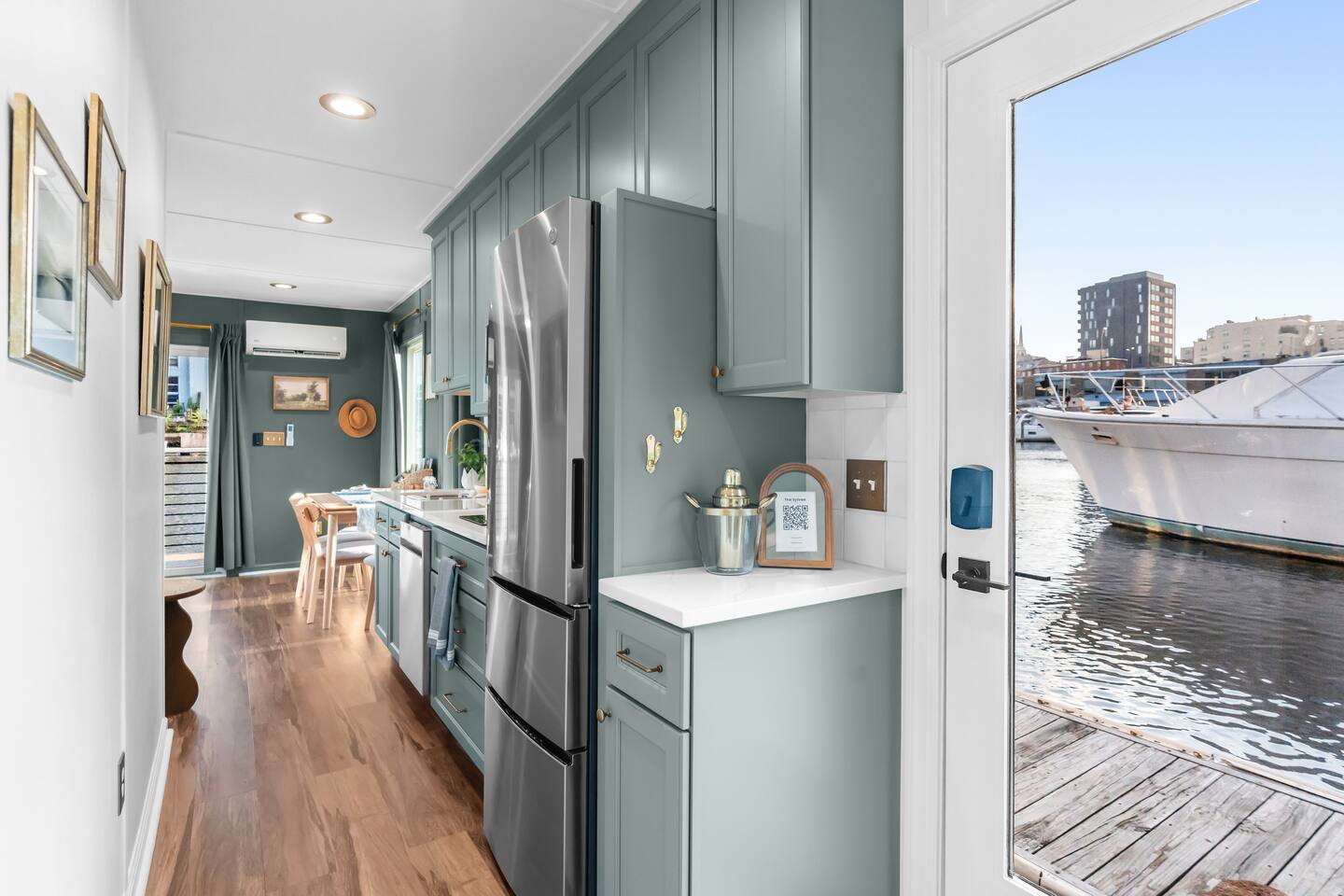 Galley with full-size refrigerator