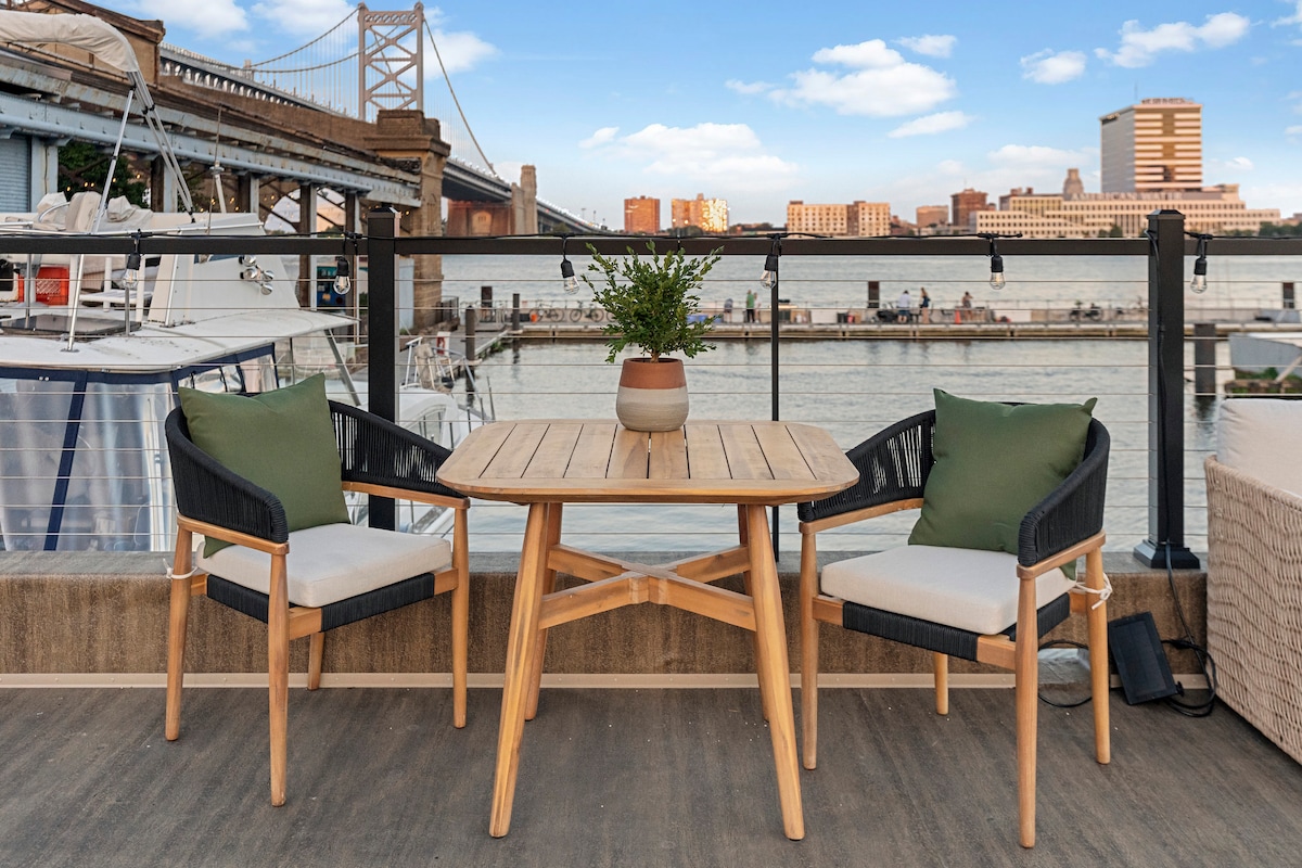 Rooftop dining table for two