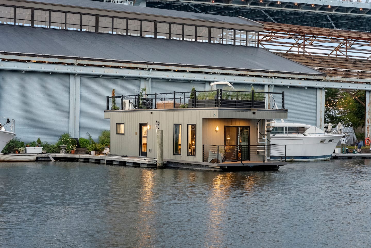 The Sylvan houseboat at her berth on the Delaware